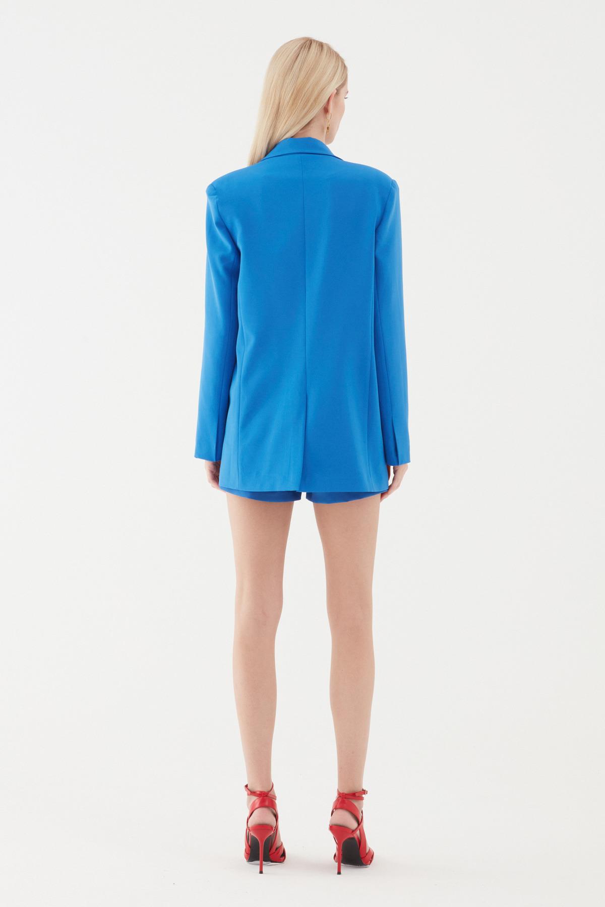 Quzu Oversize Blazer Ceket Sax