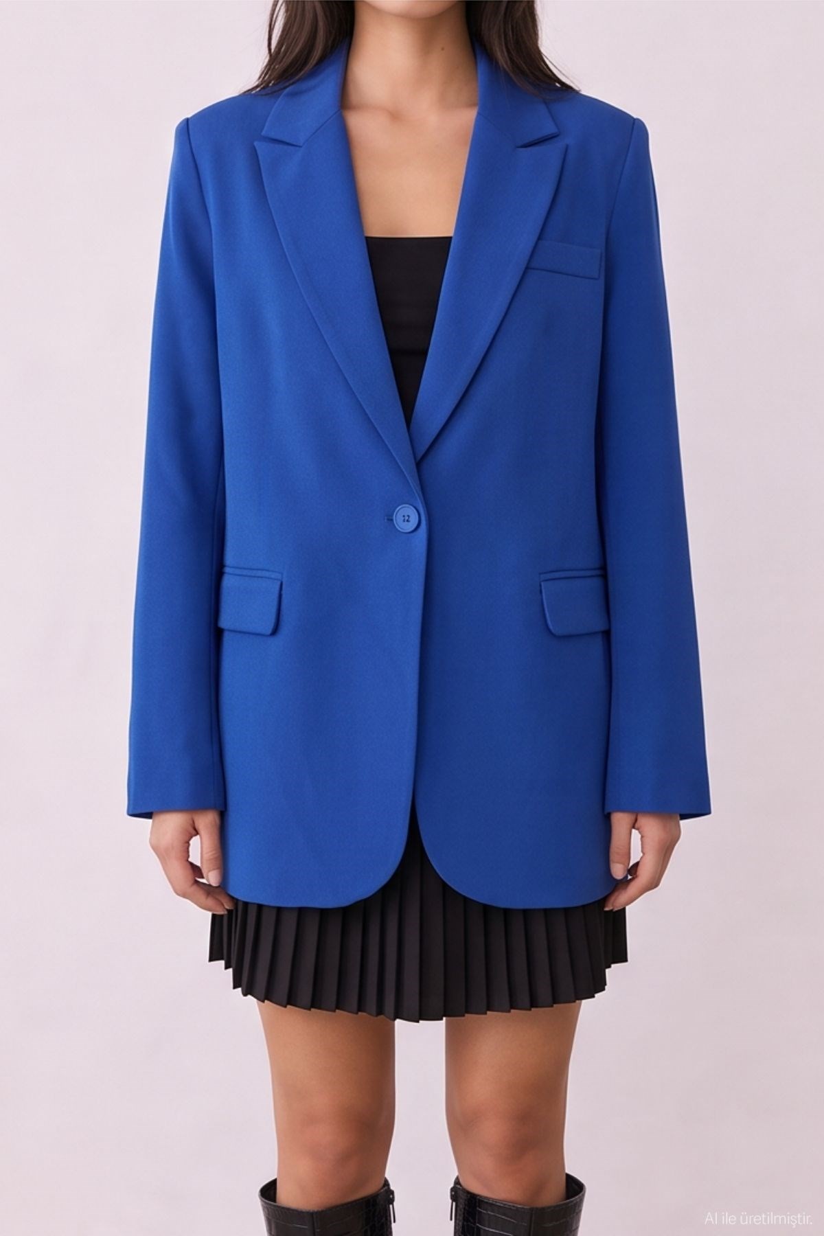 Quzu Oversize Blazer Jacket Sax