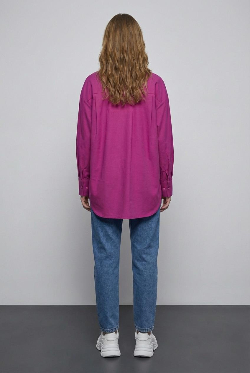 Quzu Oversize Gömlek Fuşya