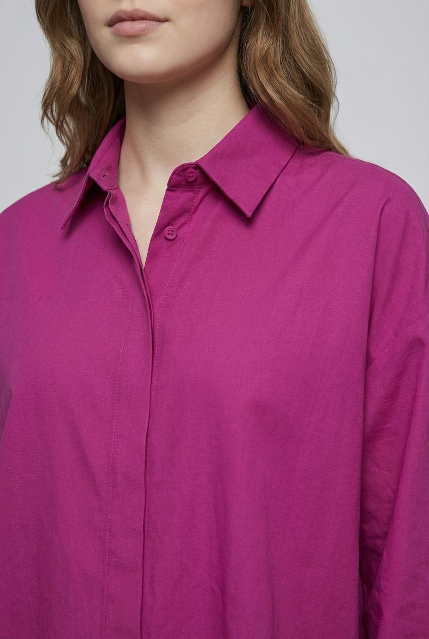 Quzu Oversize Gömlek Fuşya