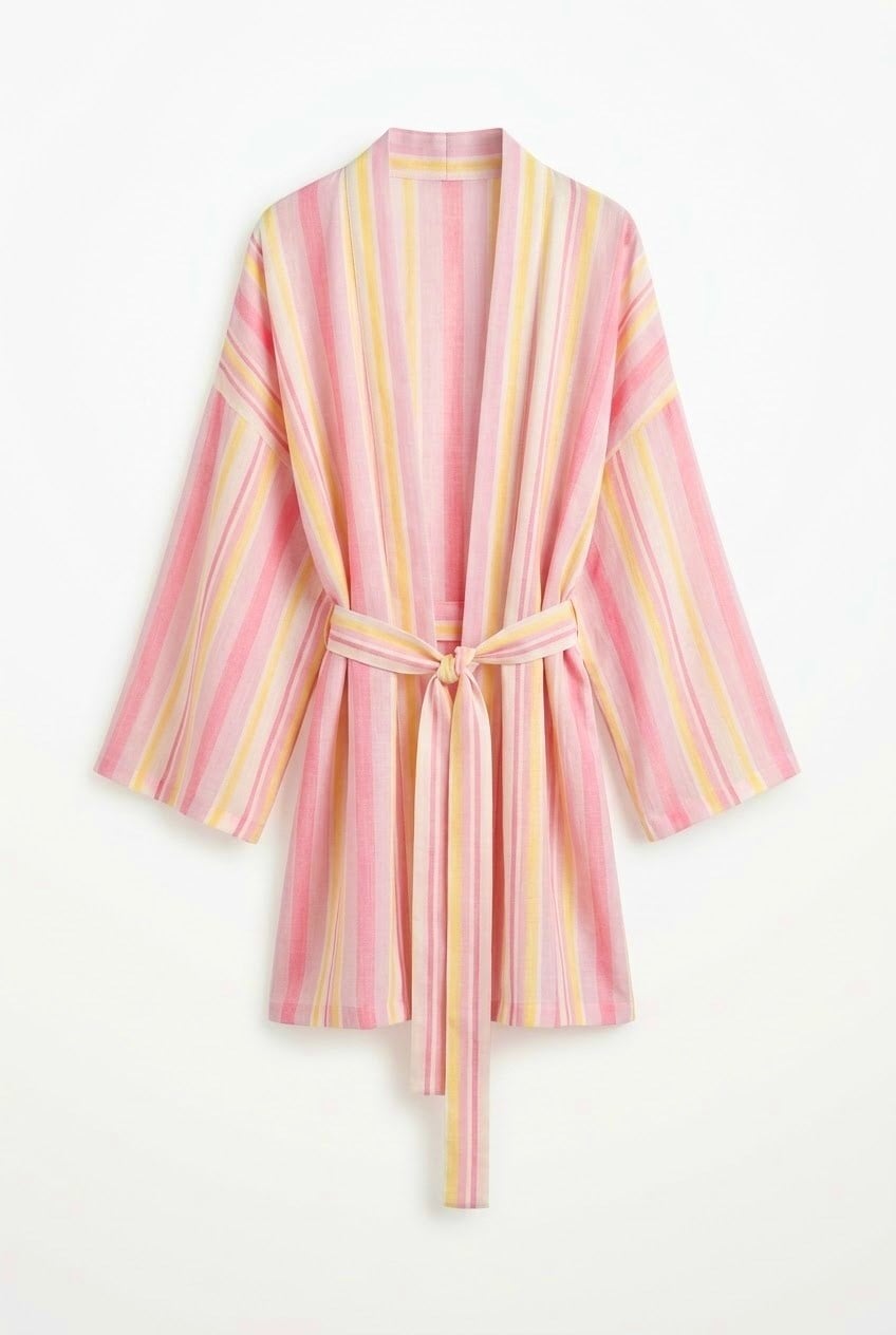 Quzu Oversize Uzun Kimono Pembe