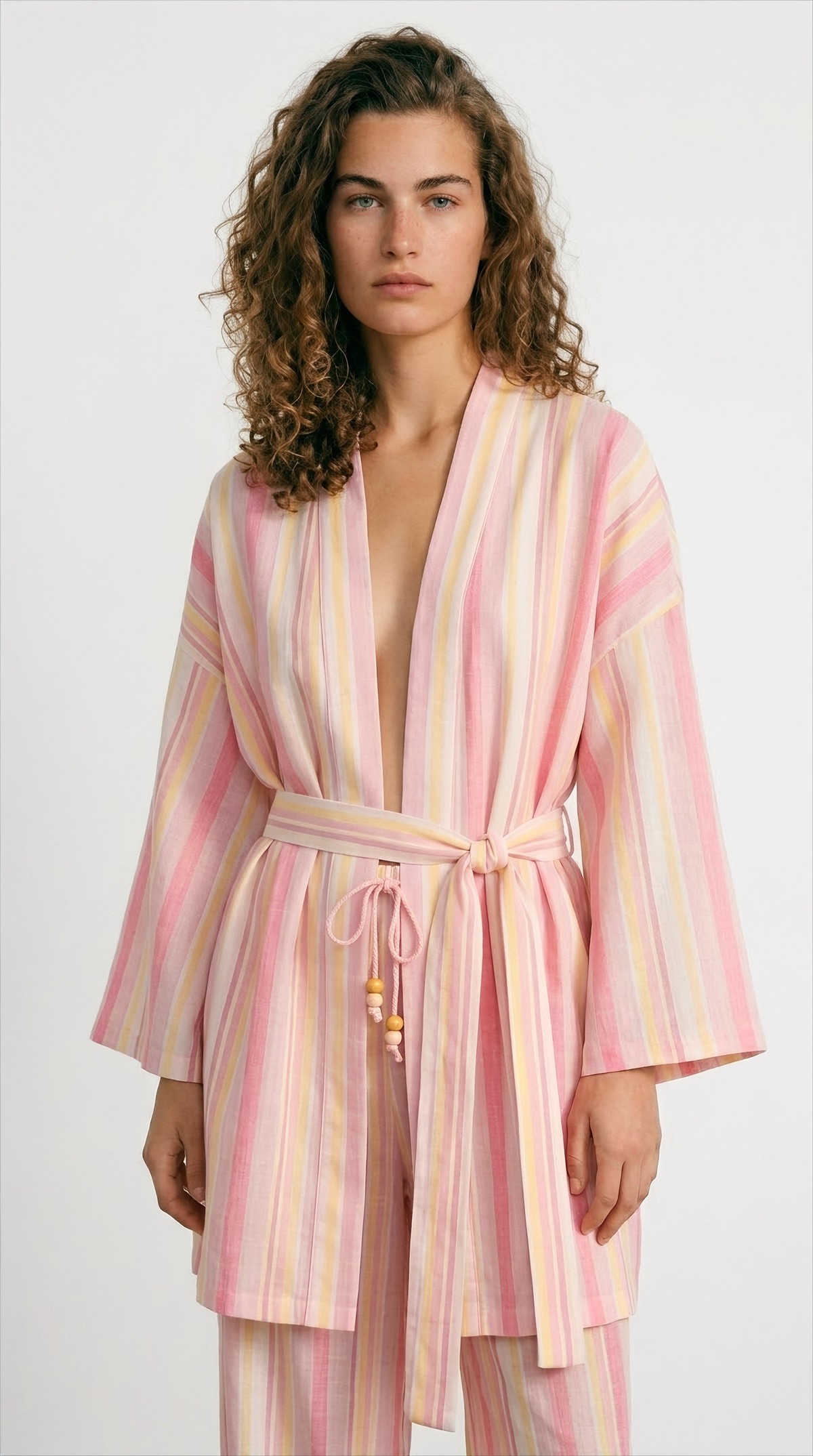 Quzu Oversize Uzun Kimono Pembe