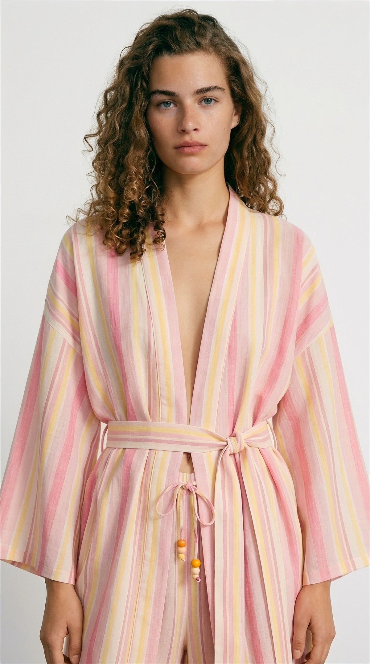 Quzu Oversize Uzun Kimono Pembe