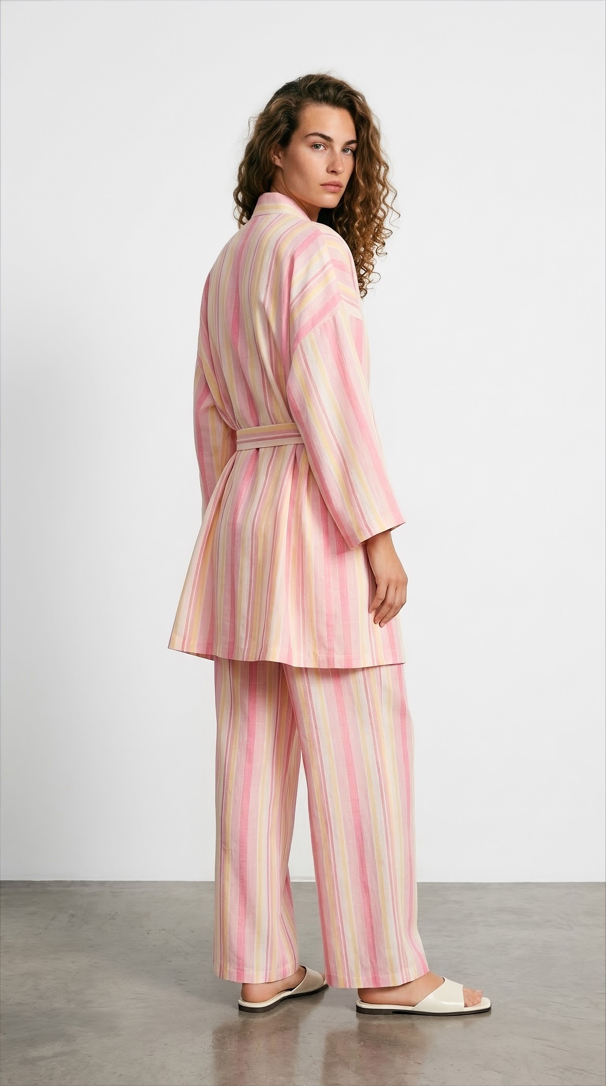 Quzu Oversize Uzun Kimono Pembe