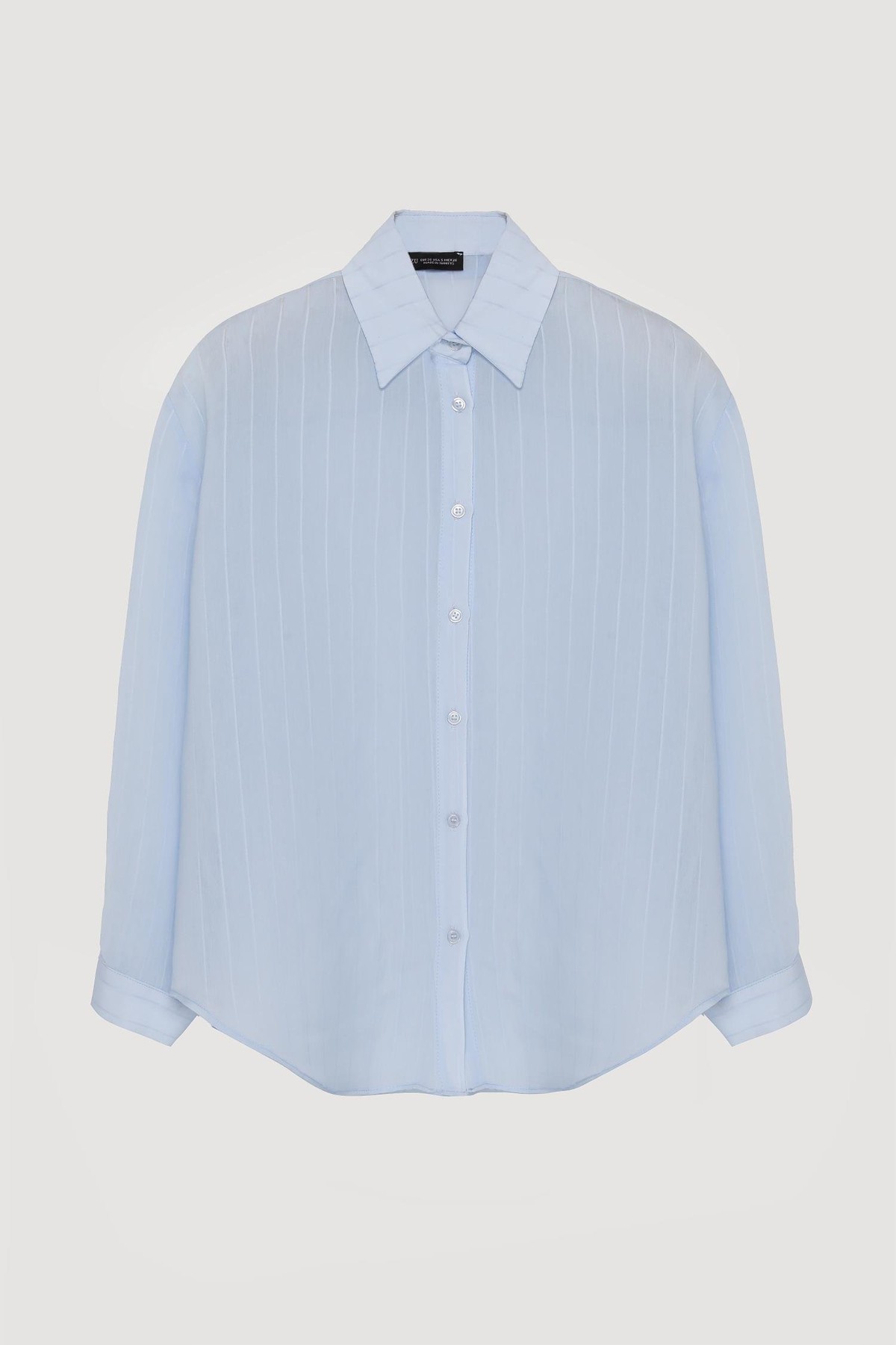 Quzu Oversize Uzun Kollu Gömlek Mavi