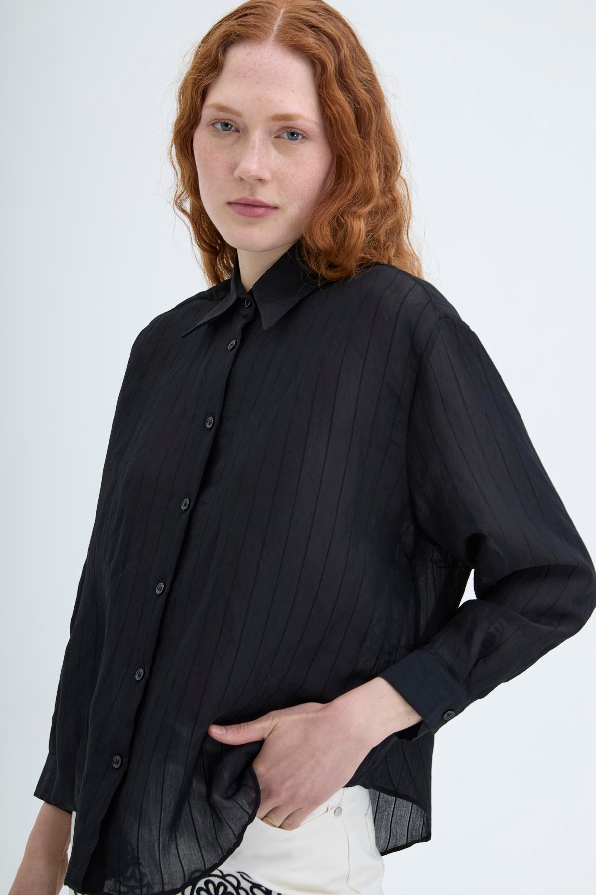 Quzu Oversize Uzun Kollu Gömlek Siyah