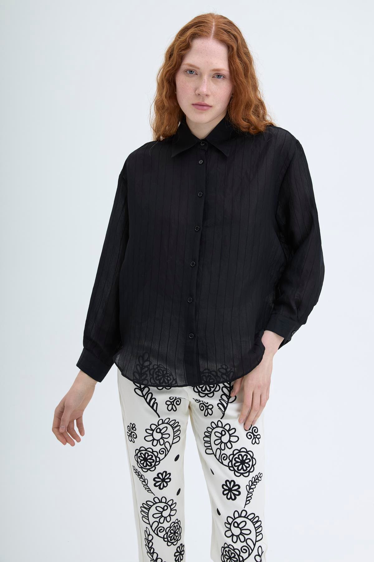 Quzu Oversize Uzun Kollu Gömlek Siyah