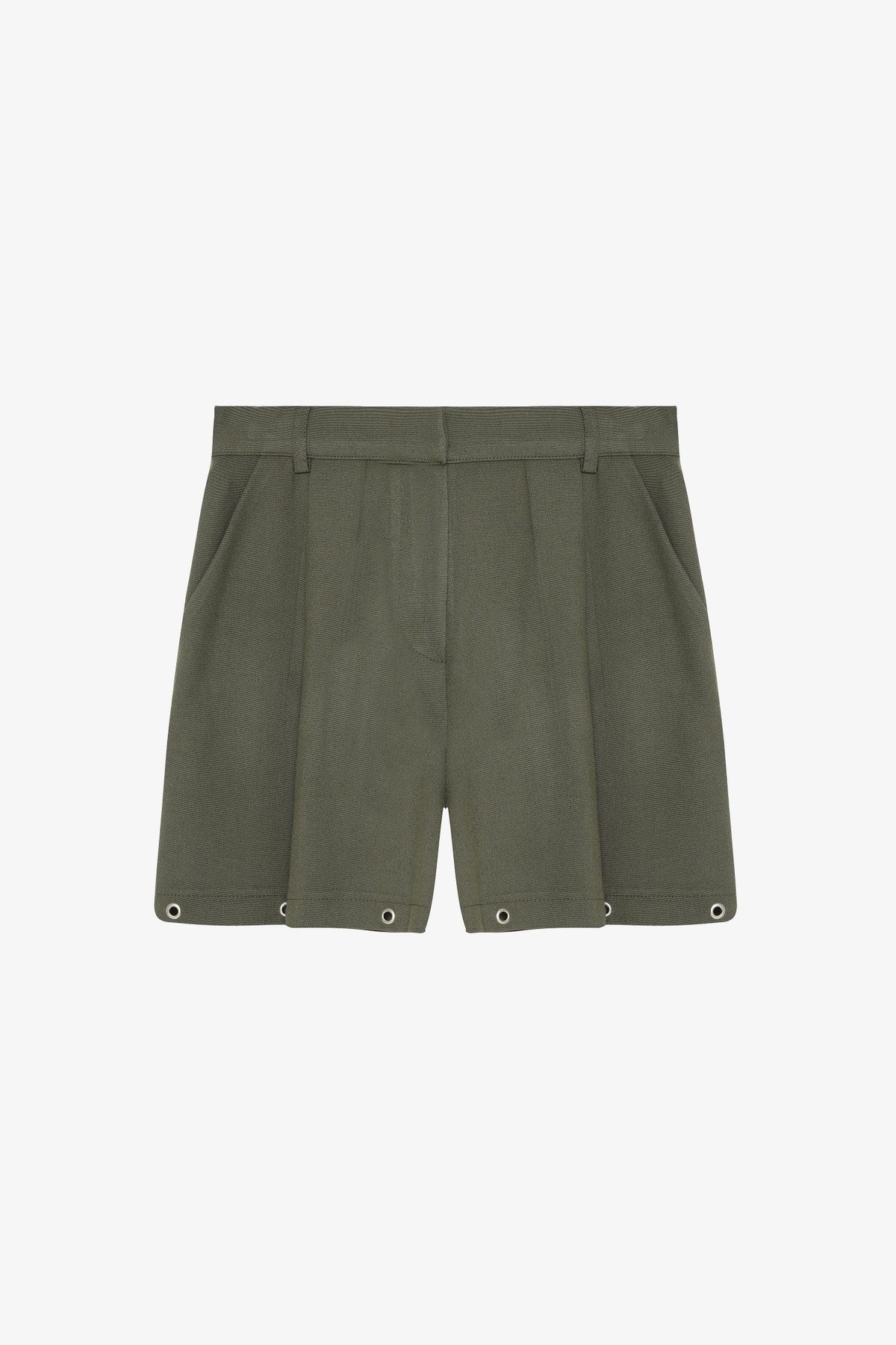 Quzu Paça Detaylı Şort Haki