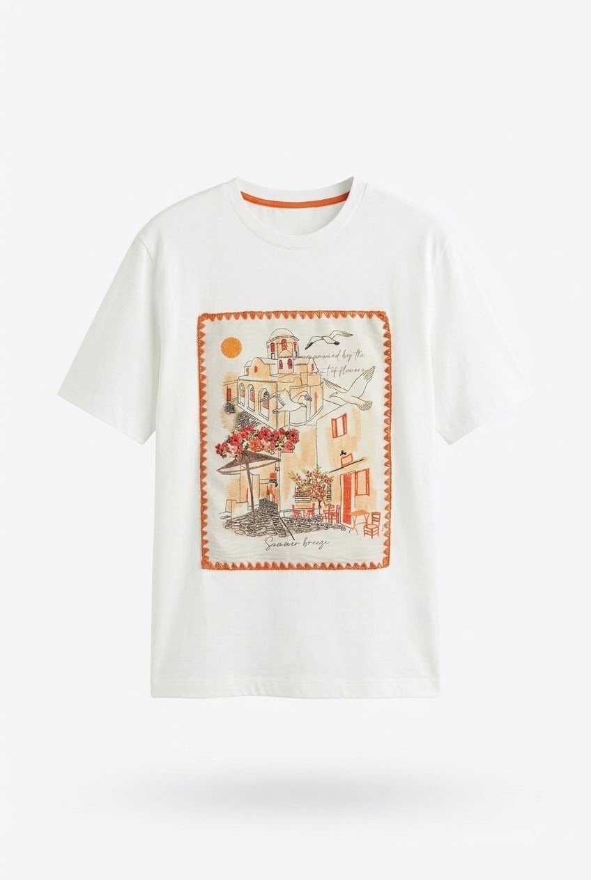 Quzu Patch Detaylı T-shirt Ekru