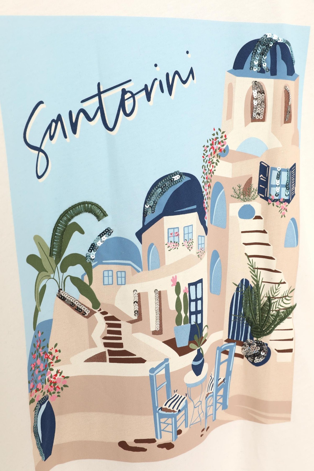 Quzu Payet ve Nakış Detaylı T-shirt Ekru