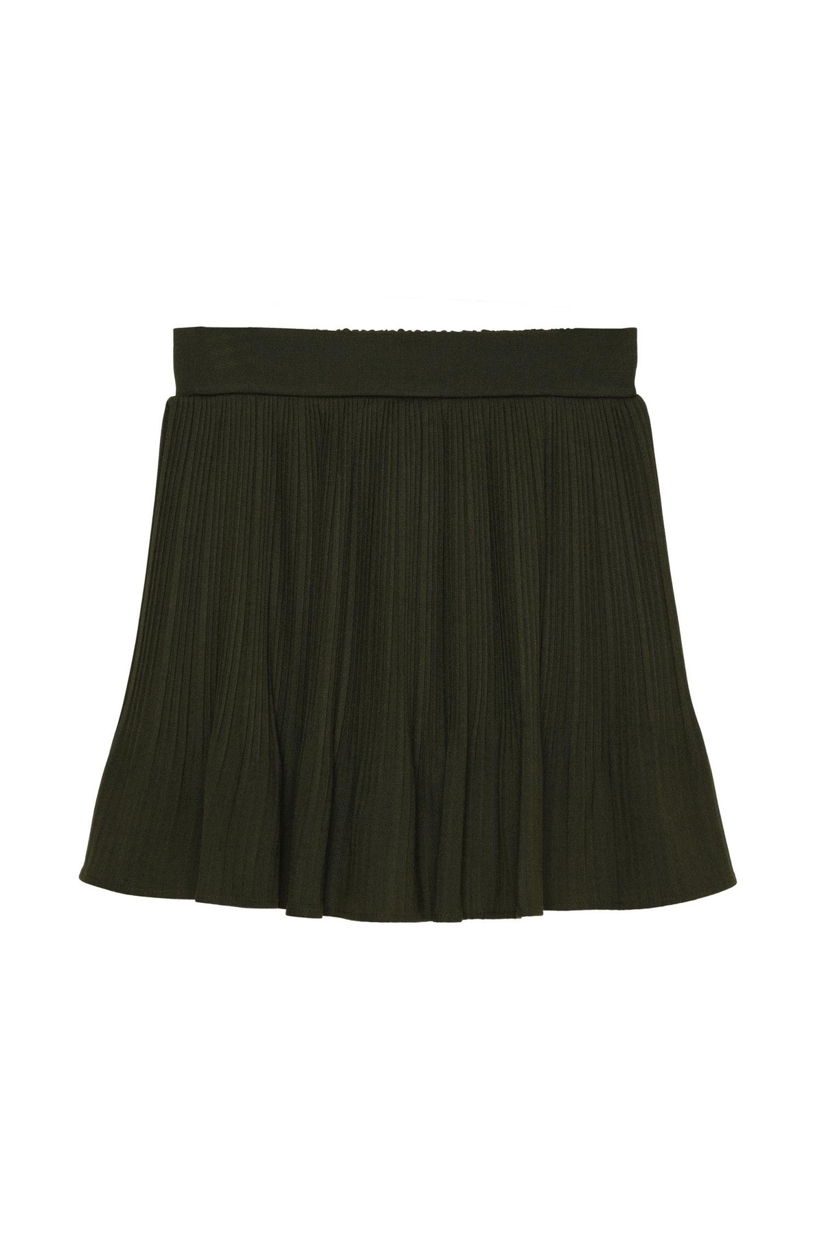 Quzu Pile Detaylı Etek Haki