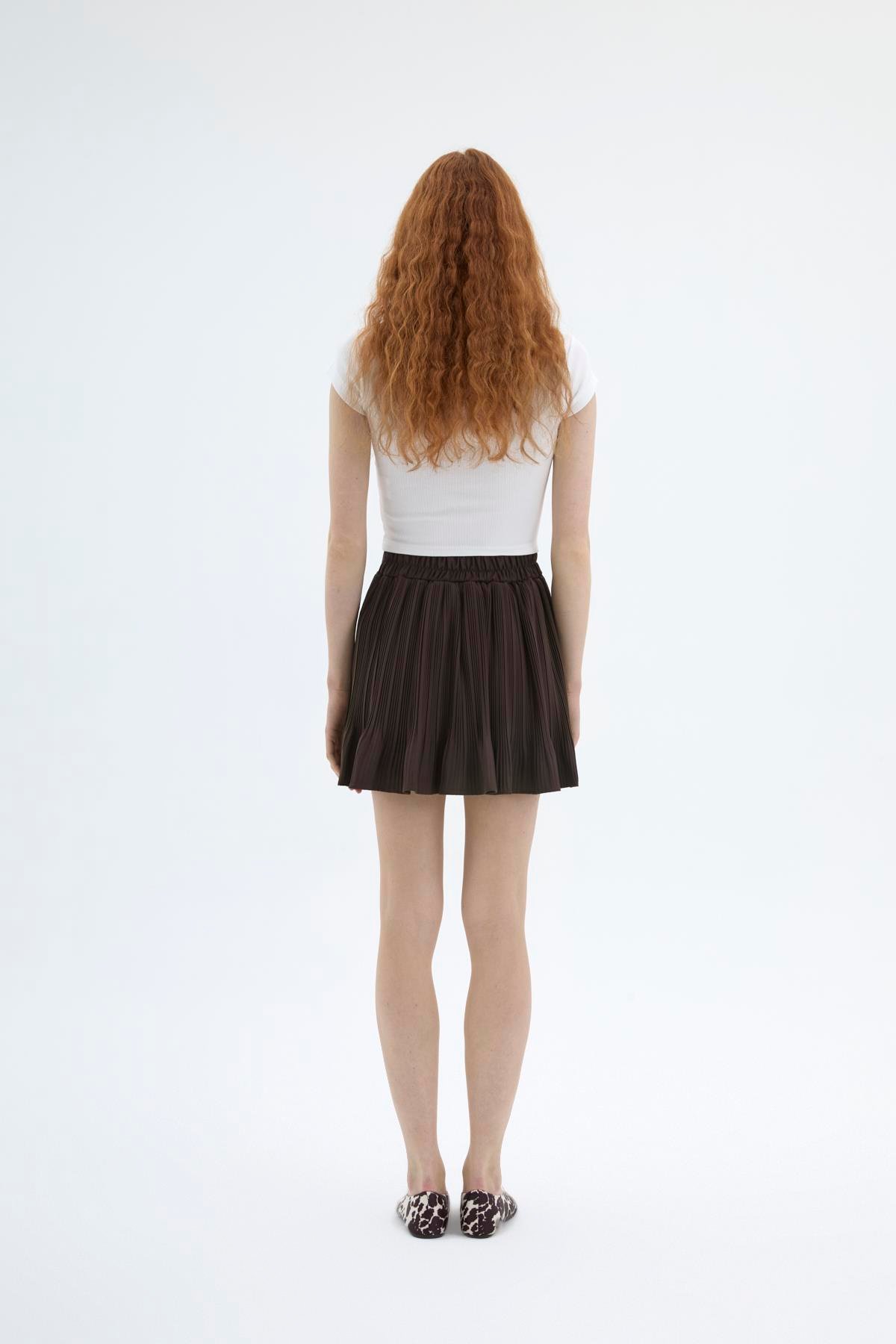 Quzu Pile Detaylı Etek Kahve