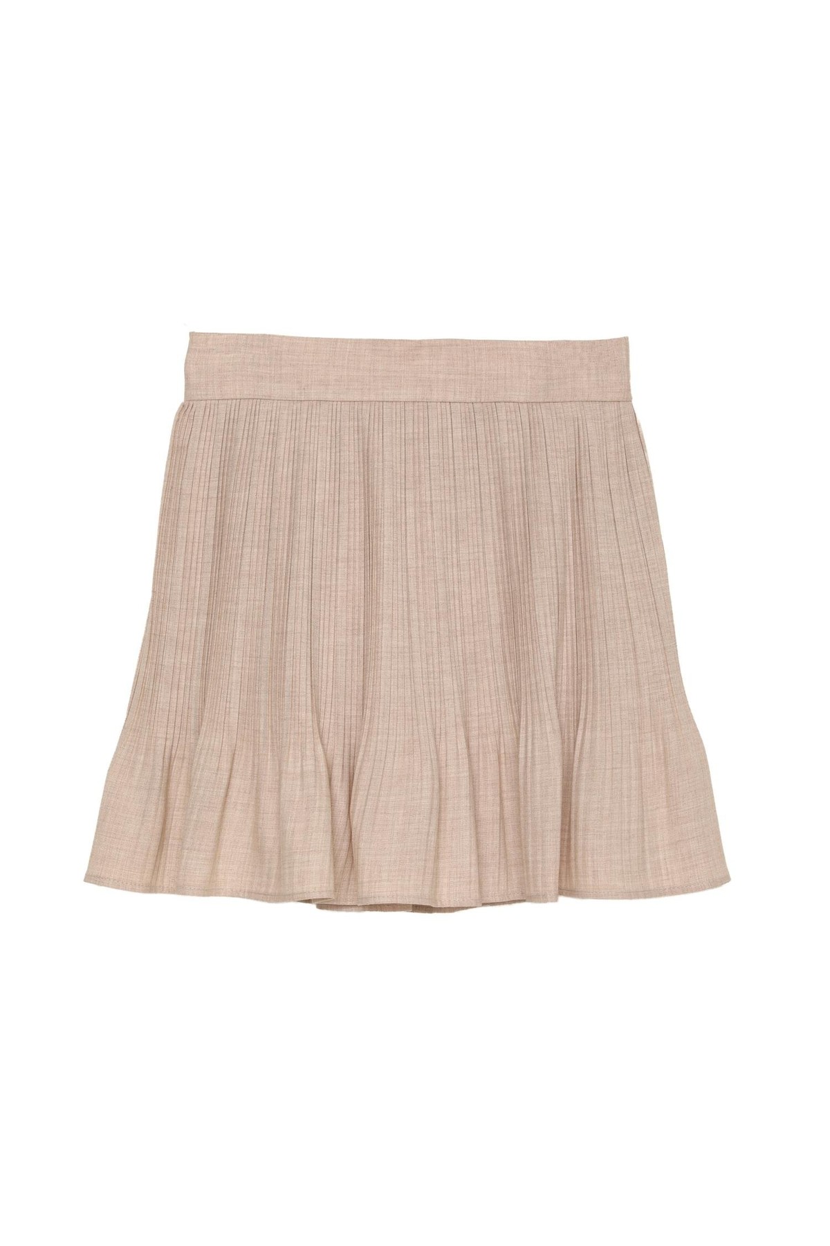 Quzu Pile Detaylı Etek Natur