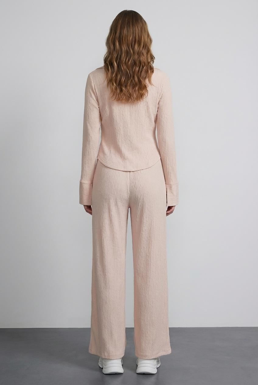 Quzu Pile Detaylı Pantolon Bej