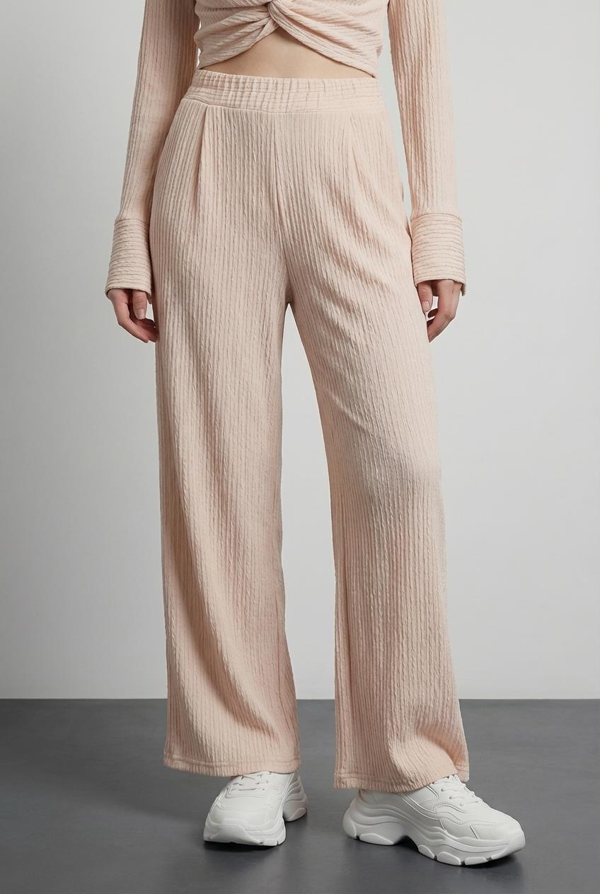Quzu Pile Detaylı Pantolon Bej