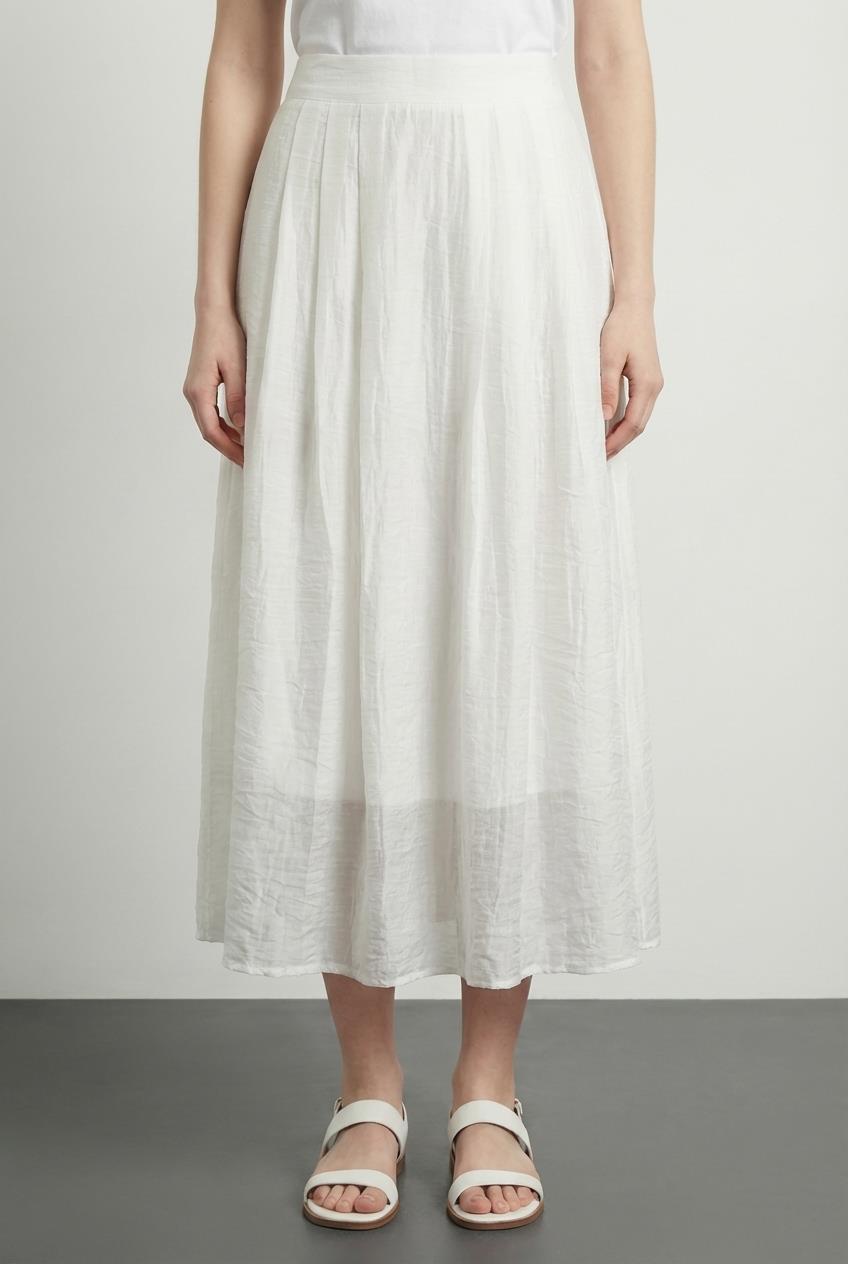 Quzu Pileli Midi Boy Etek Ekru