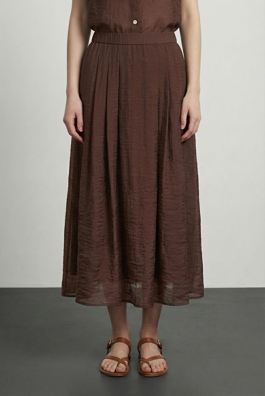 Quzu Pileli Midi Boy Etek Kahve