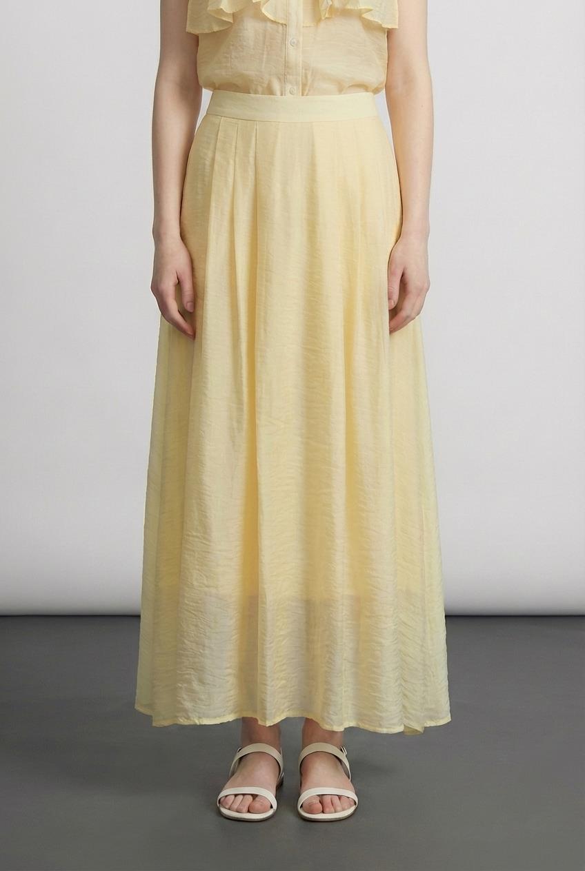 Quzu Pileli Midi Boy Etek Sarı
