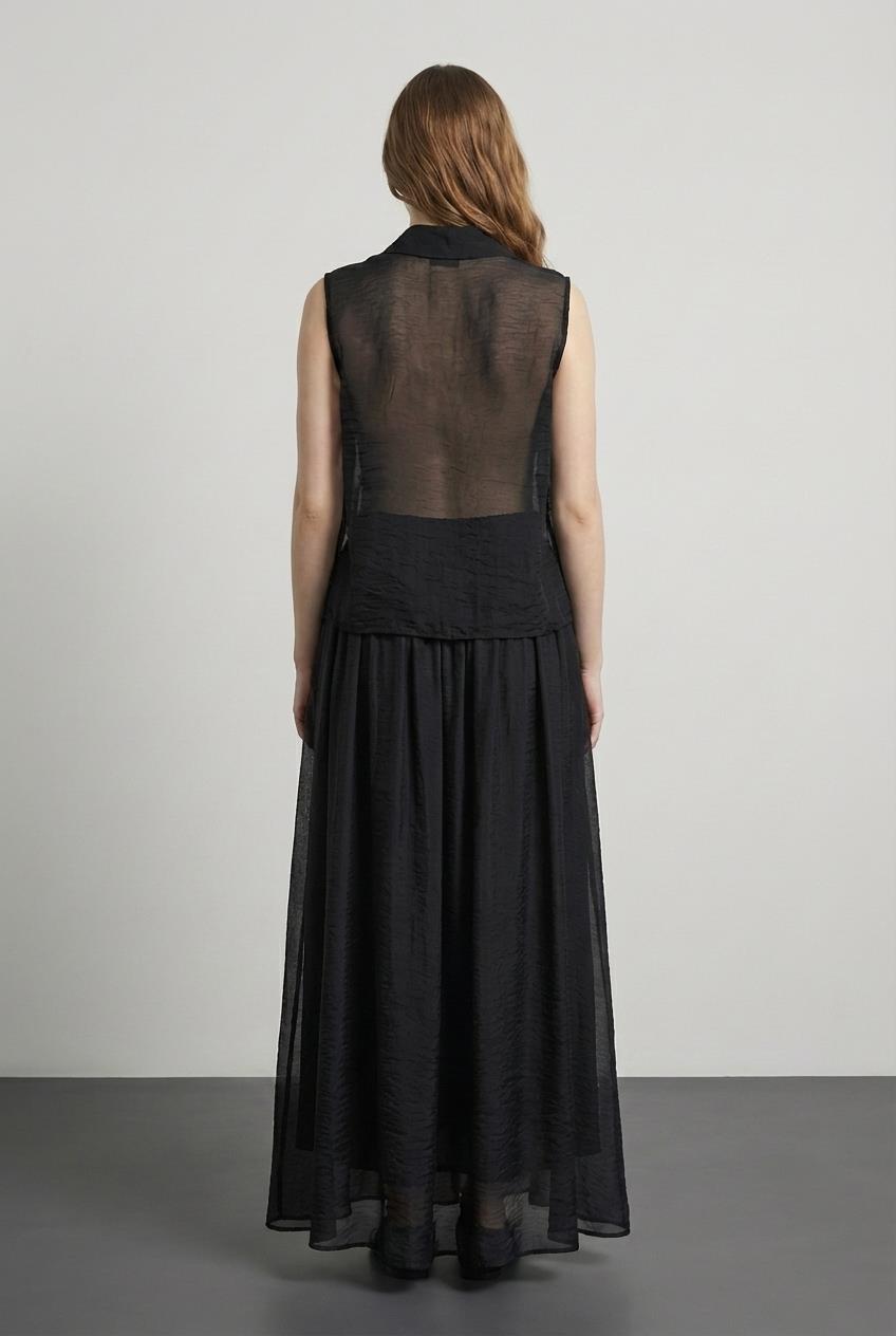 Quzu Pileli Midi Boy Etek Siyah