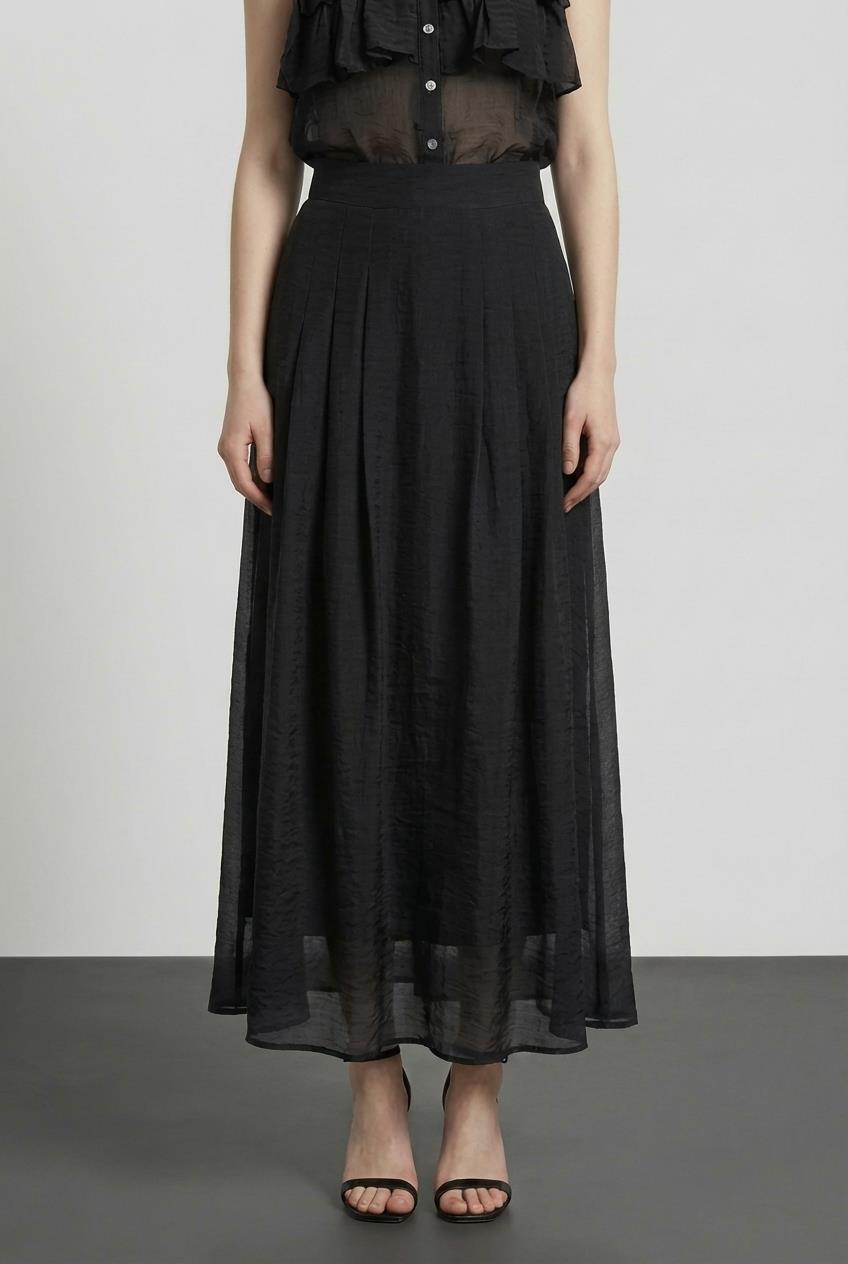 Quzu Pileli Midi Boy Etek Siyah