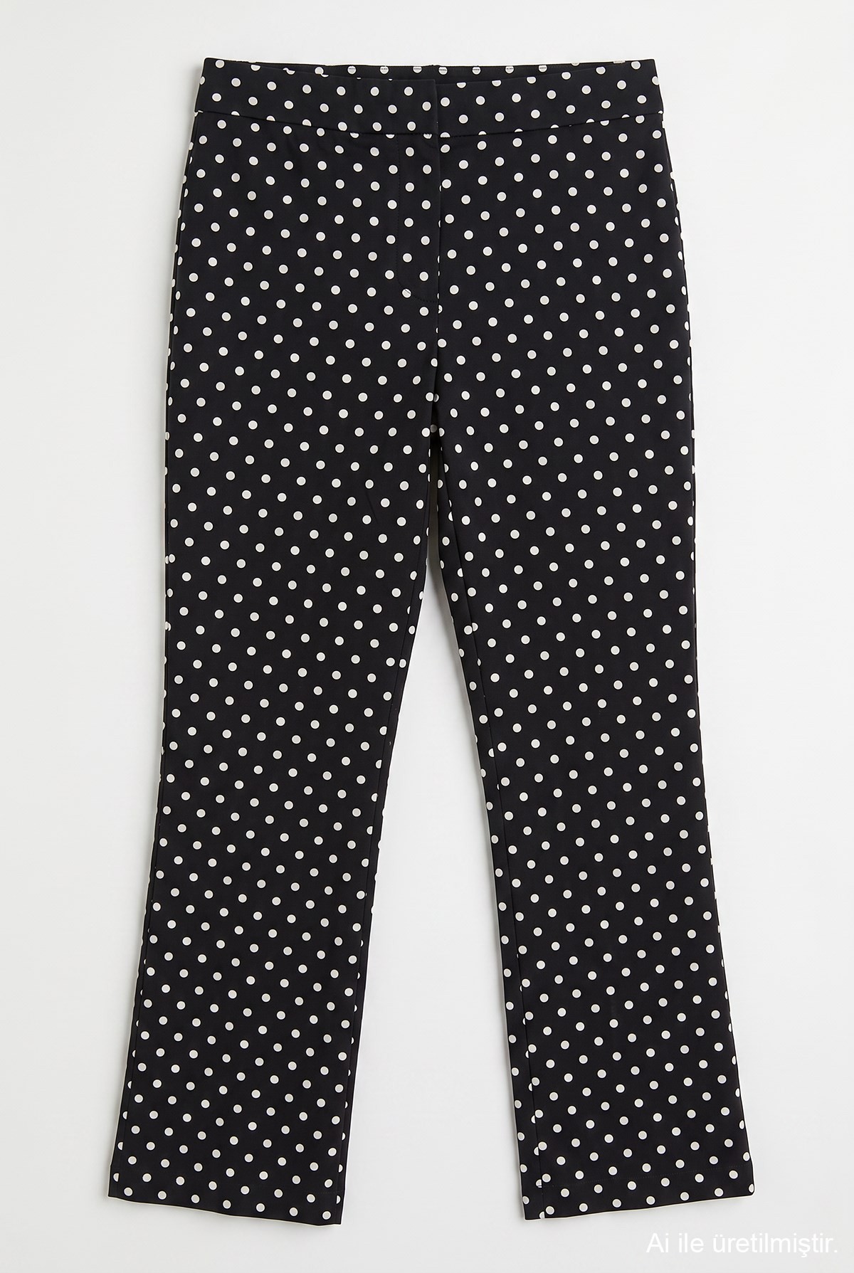 Quzu Puantiye Desenli Pantolon Siyah