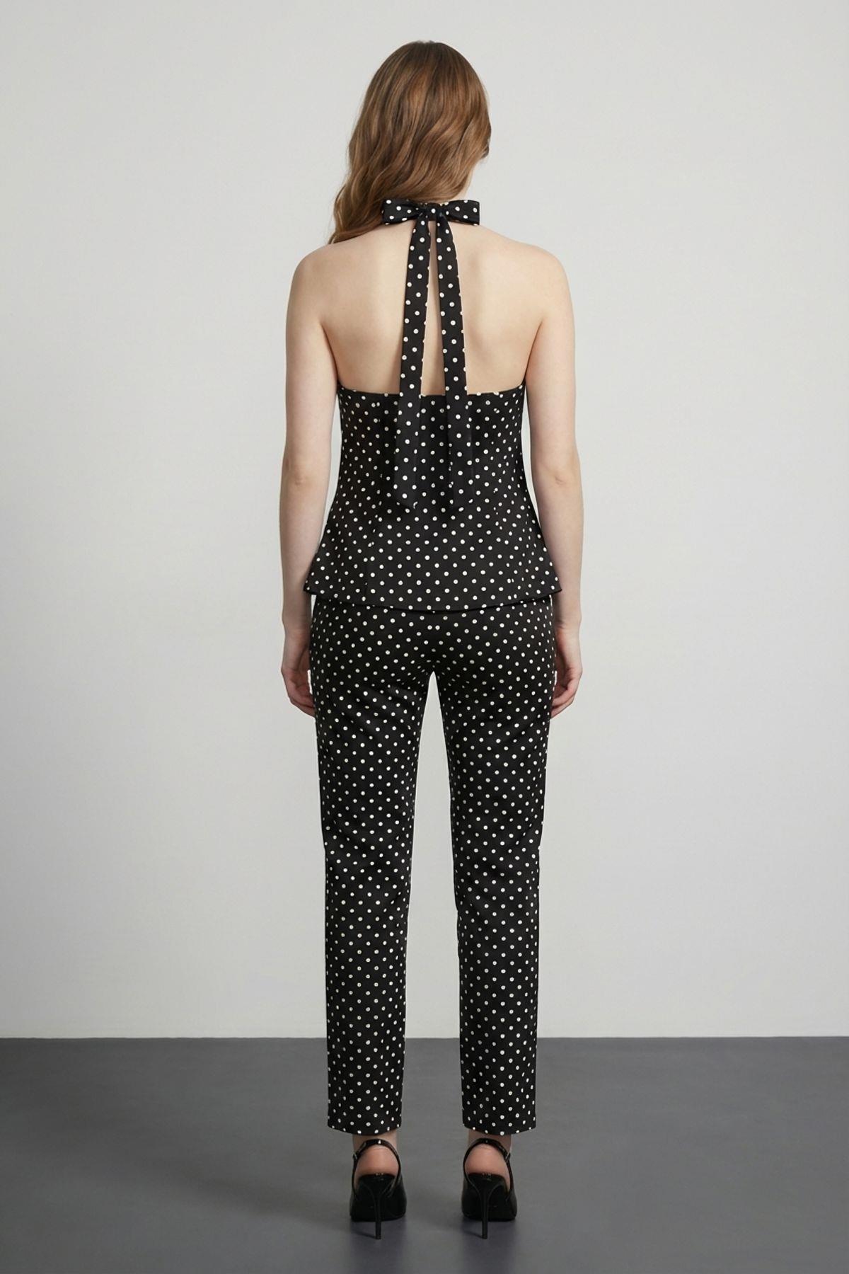 Quzu Puantiyeli Bluz Siyah