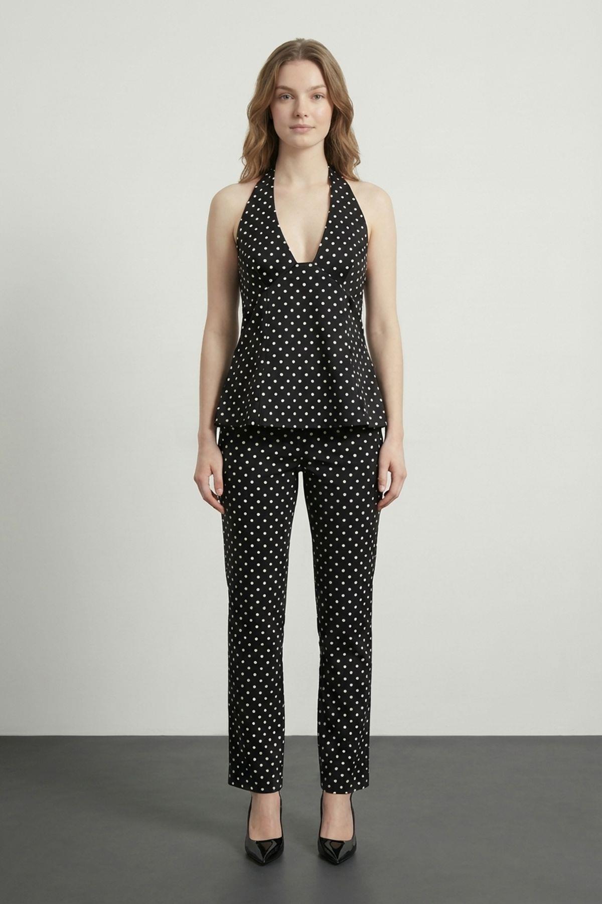 Quzu Puantiyeli Bluz Siyah