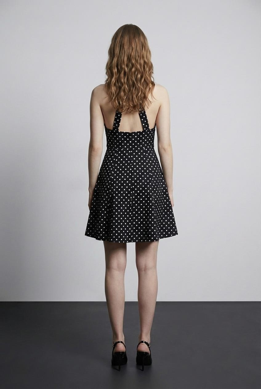 Quzu Puantiyeli Elbise Siyah