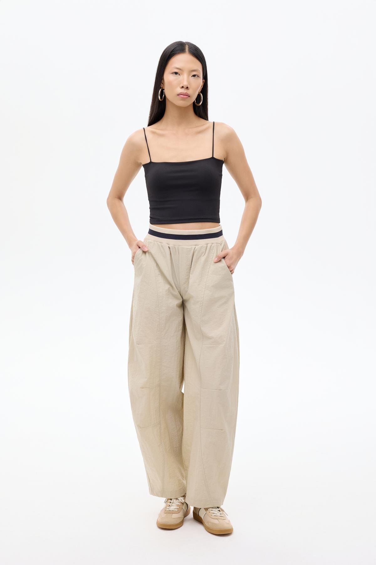 Quzu Ribana Detaylı Pantolon Bej