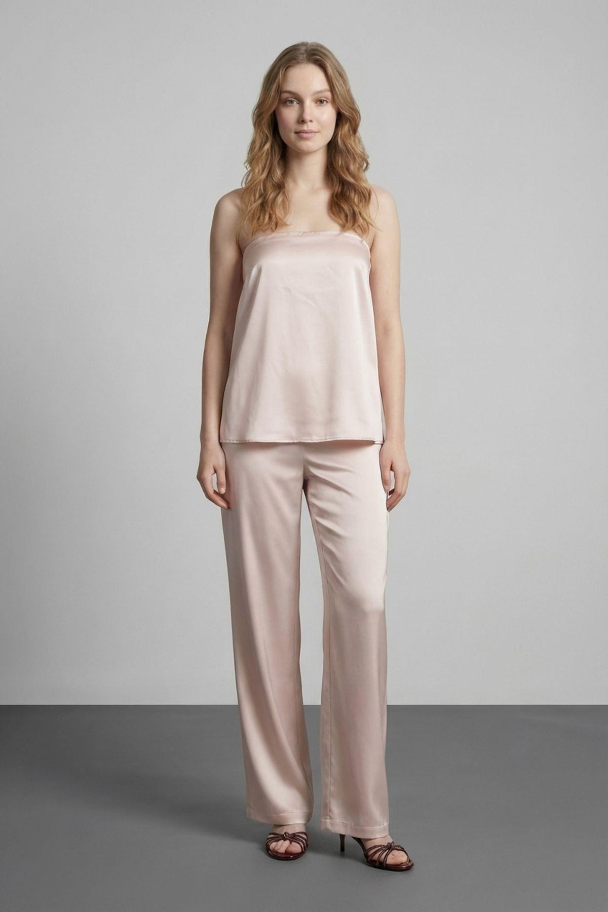 Quzu Saten Pantolon Bej