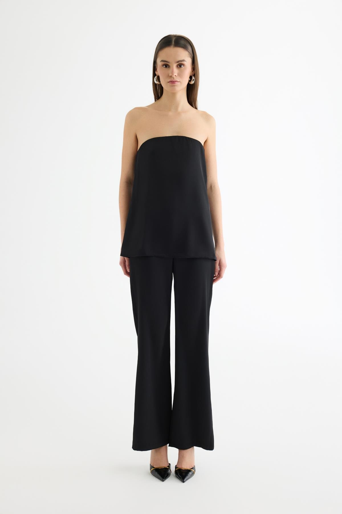 Quzu Saten Pantolon Siyah