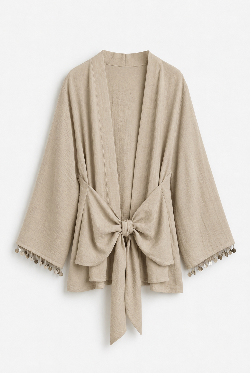 Quzu Şerit Detaylı Kimono Taş
