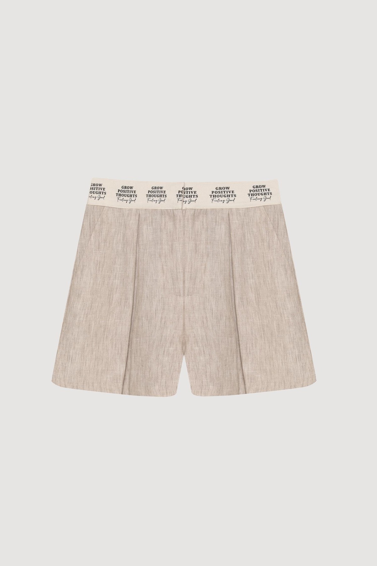 Quzu Şerit Detaylı Şort Natur