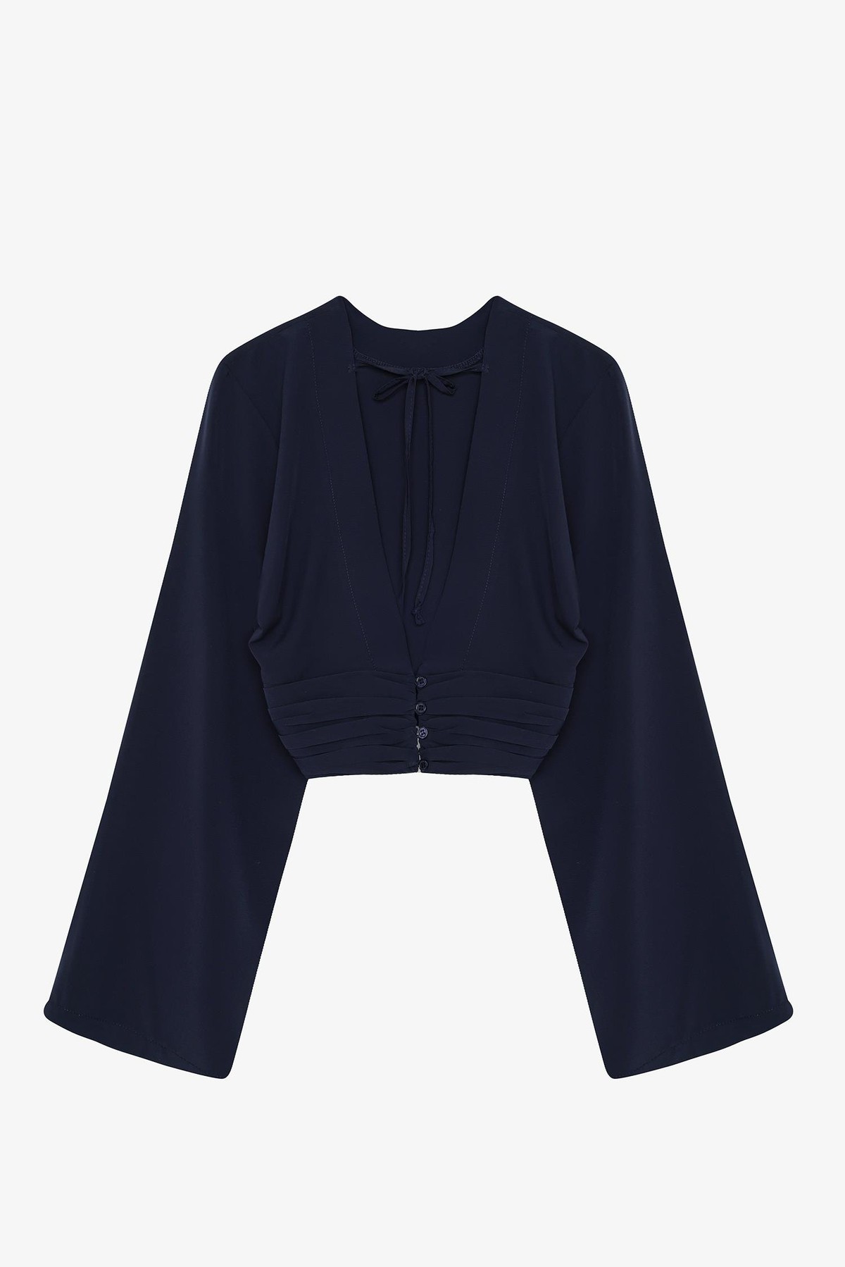 Quzu Sırt Dekolteli Bluz Lacivert