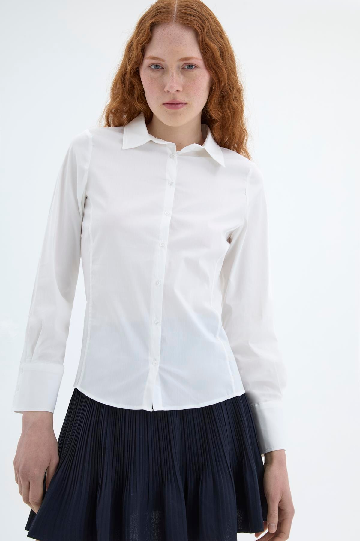 Quzu Slim Fit Gömlek Ekru