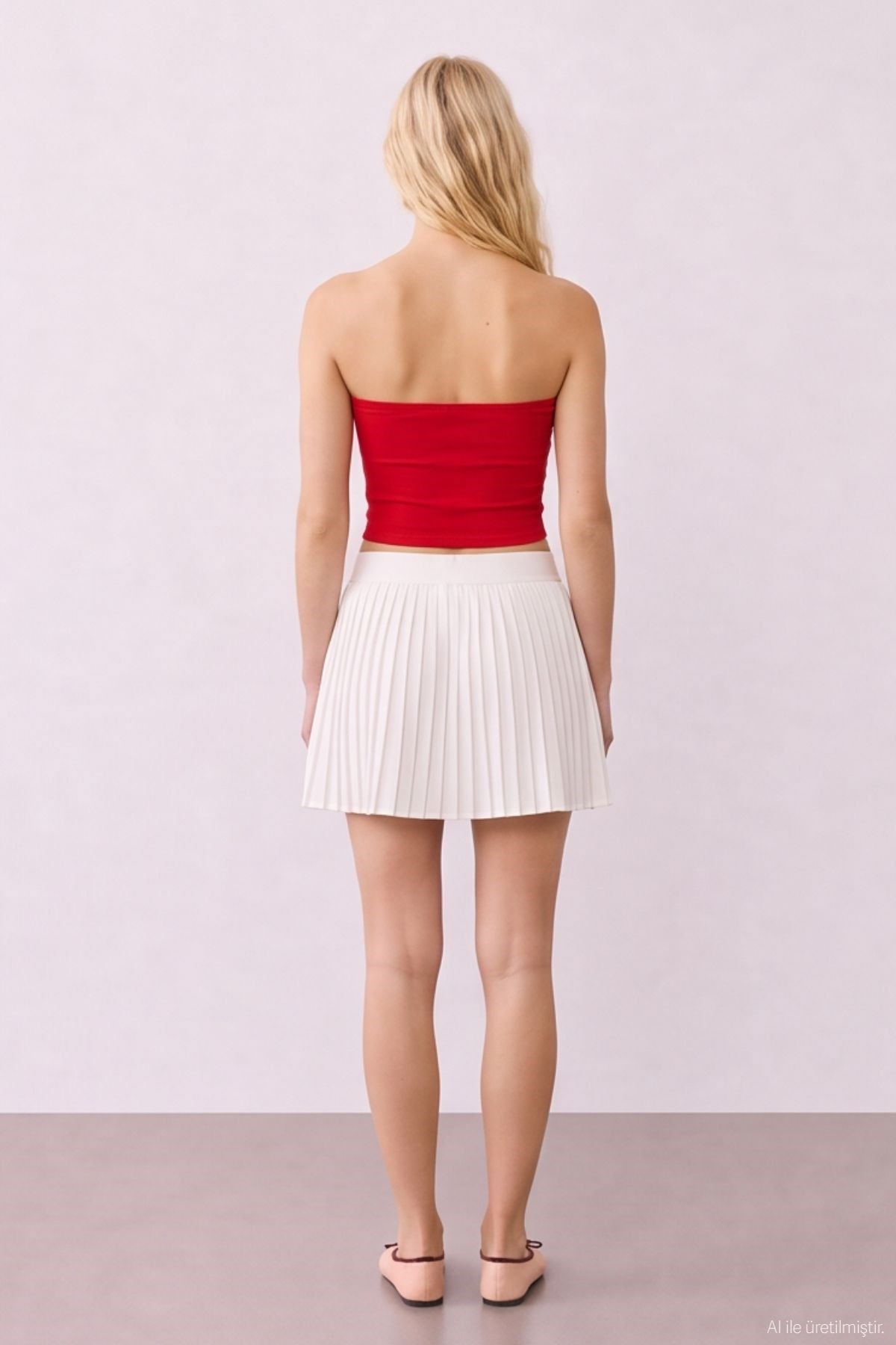 Quzu Straplez Crop Top Kırmızı