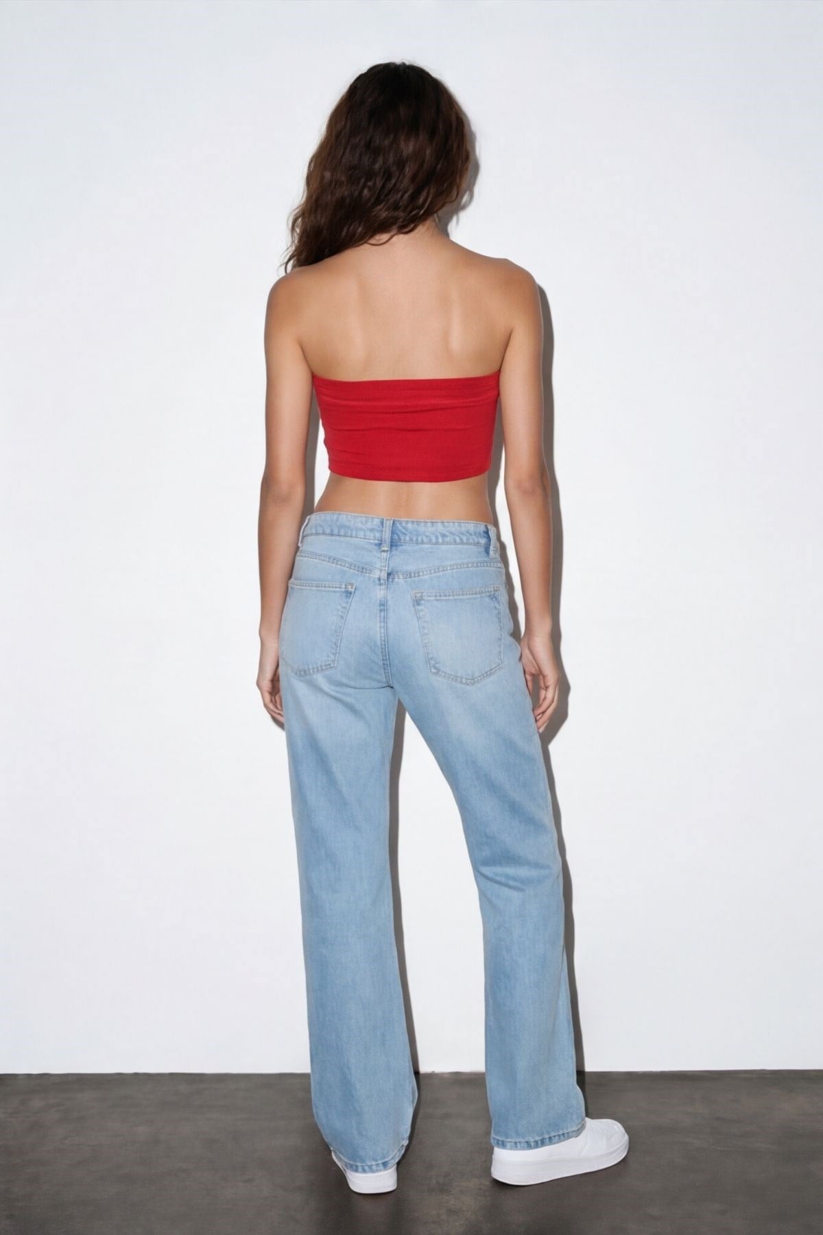 Quzu Straplez Crop Top Kırmızı