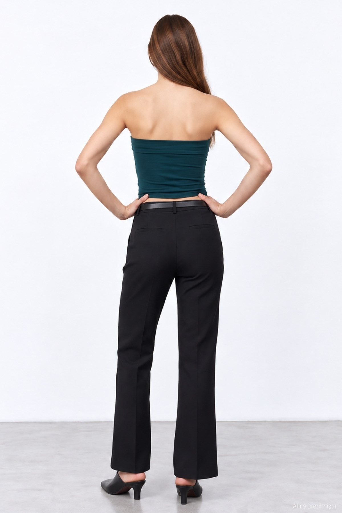 Quzu Straplez Crop Top Petrol