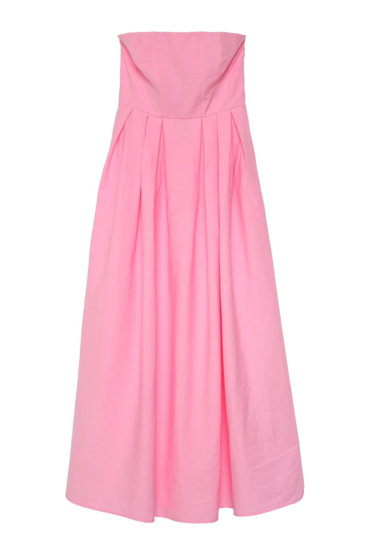 Quzu Straplez Midi Boy Elbise Pembe