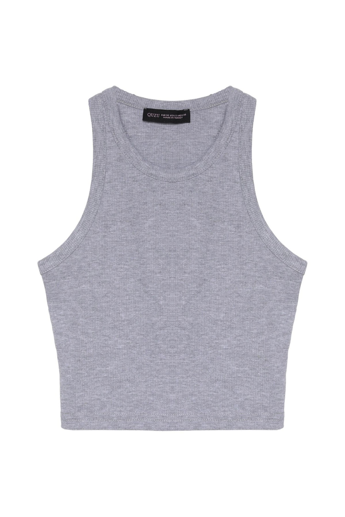 Quzu Top Tshirt Gri Melanj