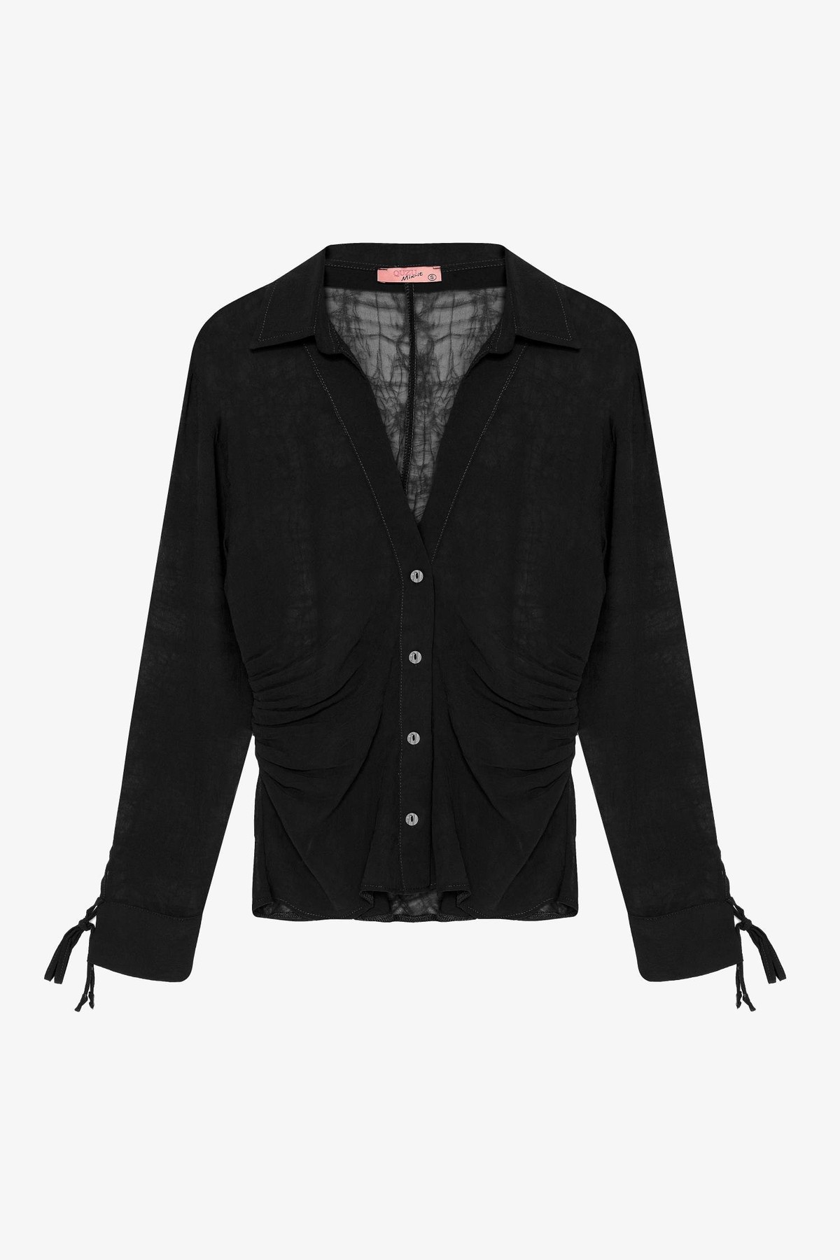 Quzu Transparan Kraşlı Gömlek Siyah