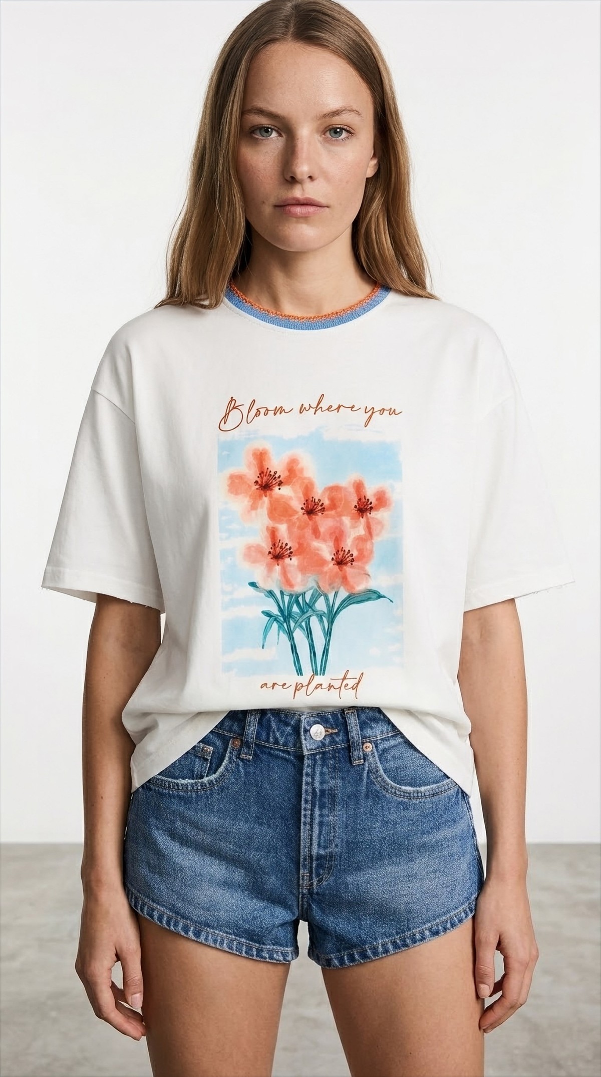 Quzu Triko Detaylı T-shirt Ekru