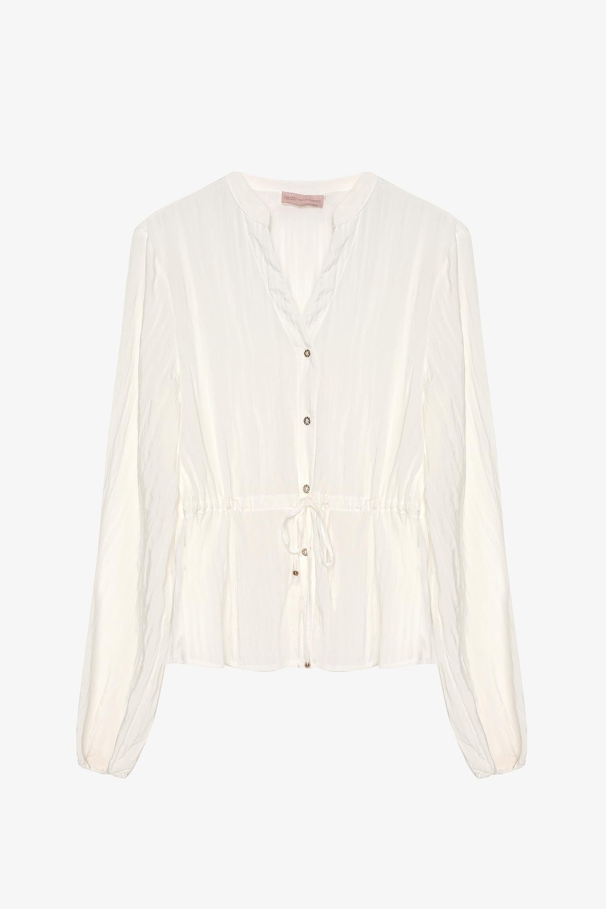 Quzu Tünel Detaylı Kraşlı Gömlek Ekru