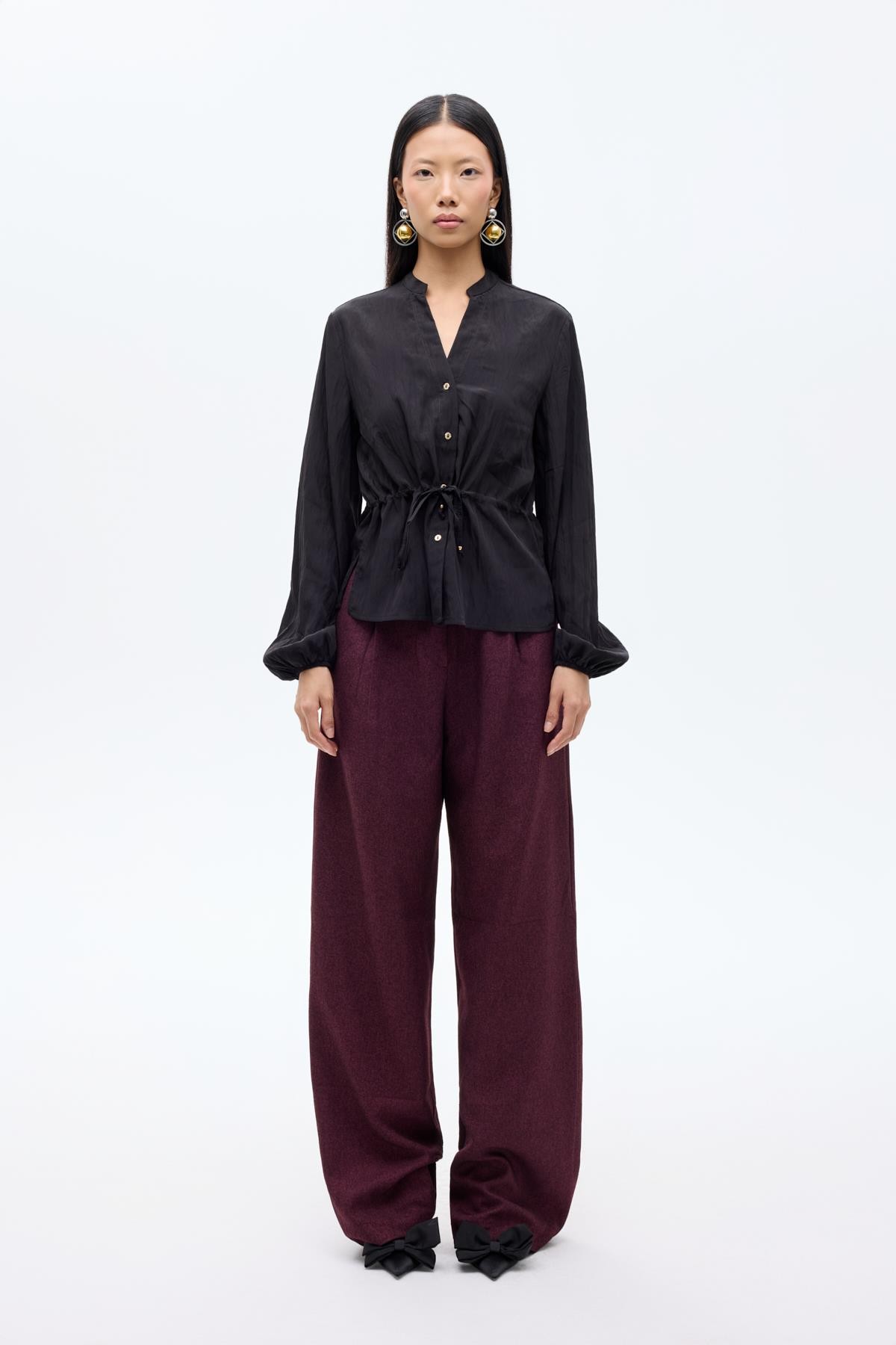 Quzu Tünel Detaylı Kraşlı Gömlek Siyah