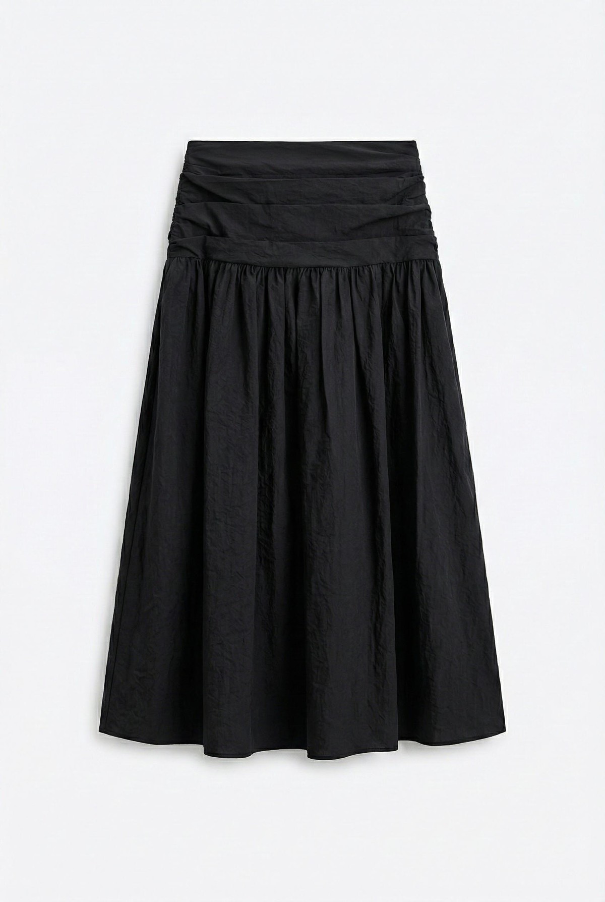 Quzu Üst Kısmı Büzgülü Etek Siyah