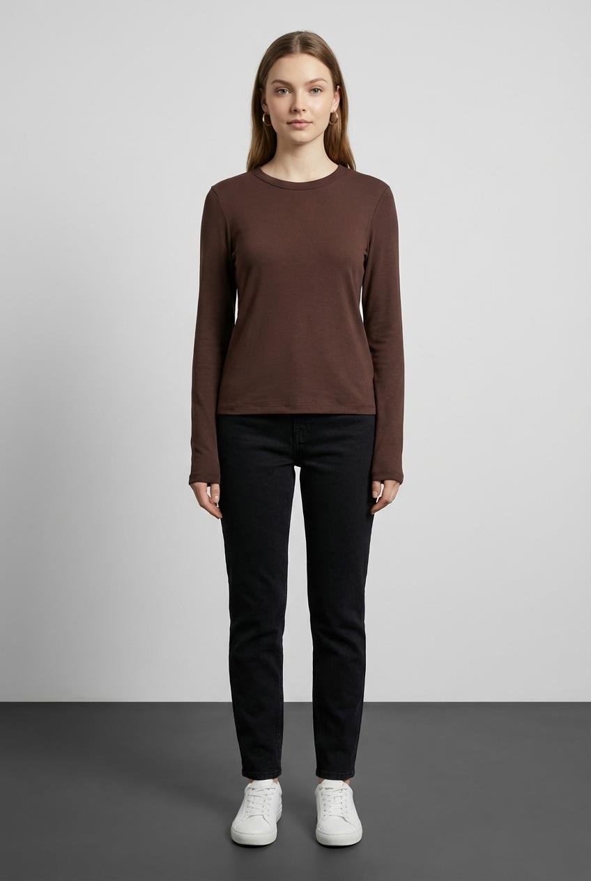 Quzu Uzun Kollu Bluz Kahve