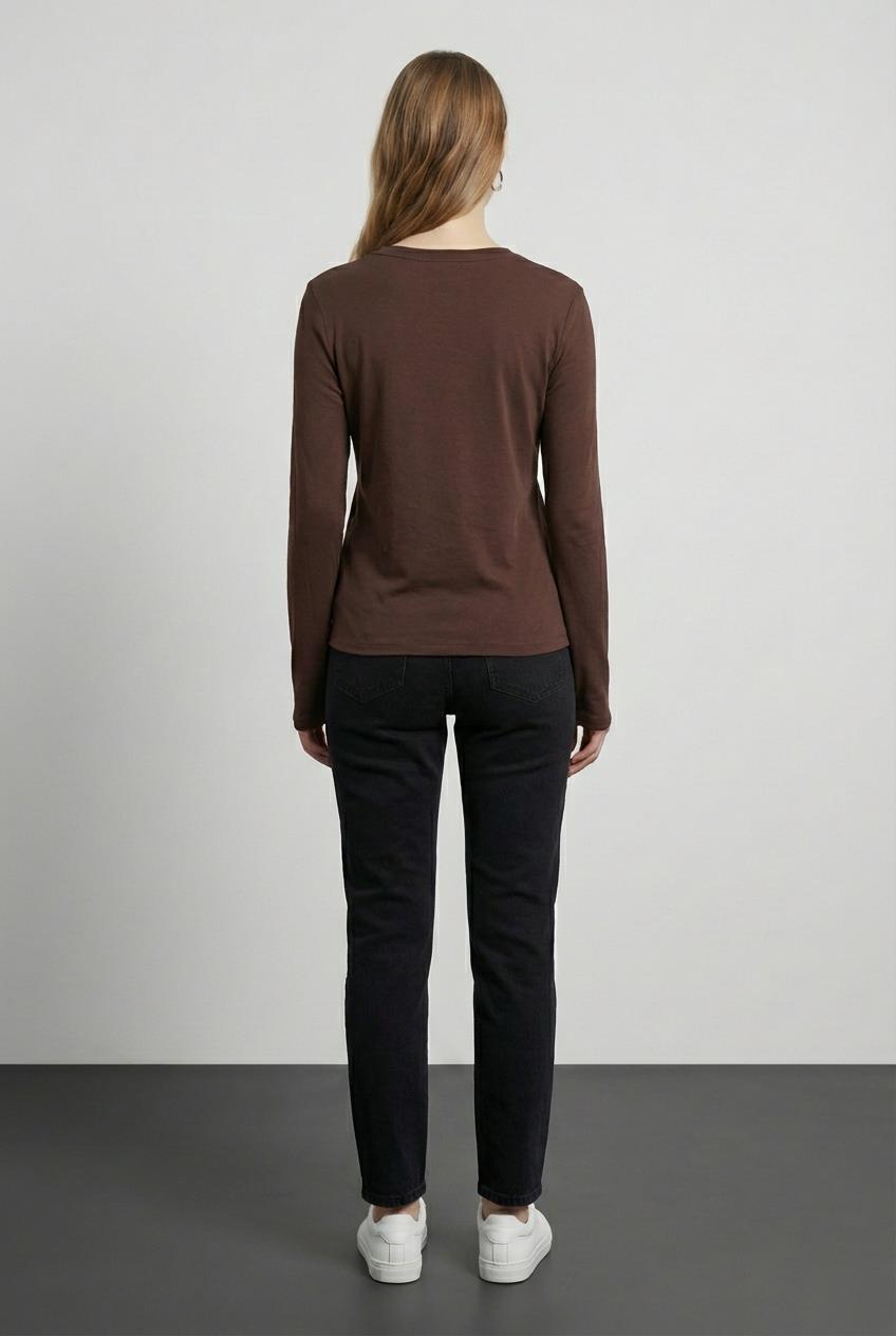 Quzu Uzun Kollu Bluz Kahve