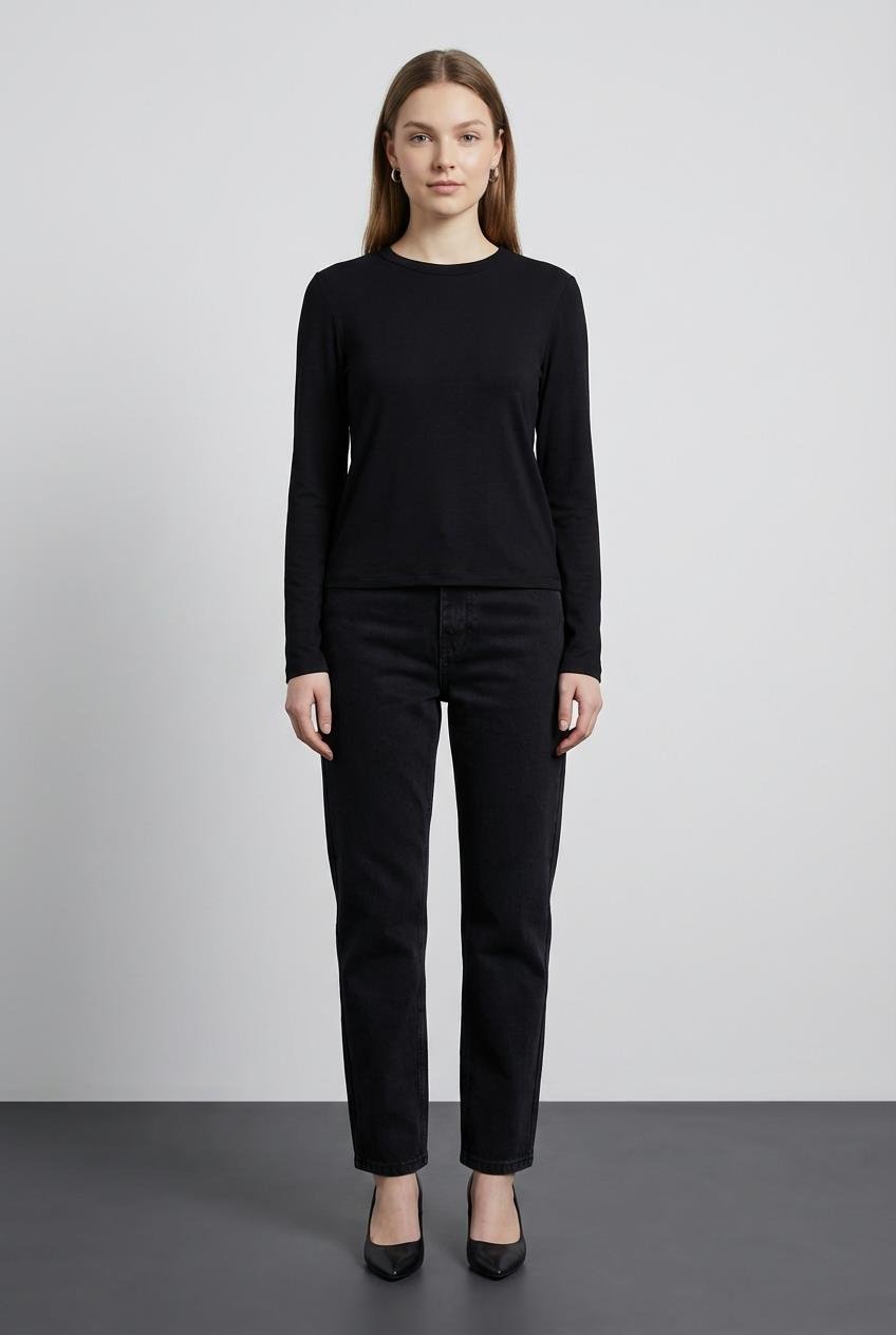 Quzu Uzun Kollu Bluz Siyah