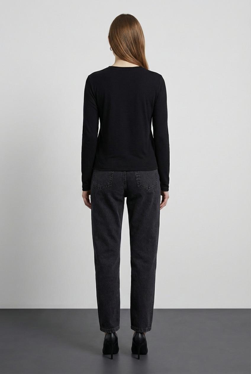 Quzu Uzun Kollu Bluz Siyah