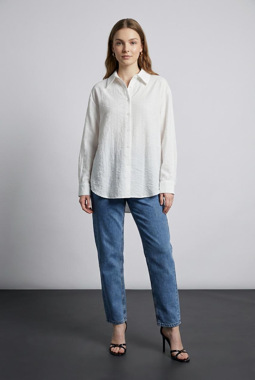 Quzu Uzun Kollu Gömlek Ekru